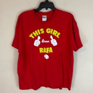 This Girl Loves RAFA   Greatest Tennis Player Red Cotton T-shirt Tee Size XL
